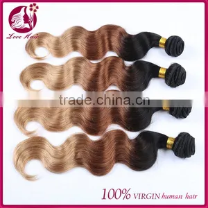 Ombre Natural Color Brown Light Color Virgin Malaysian Hair Body Wave Human Hair Extensions thumbnail-3