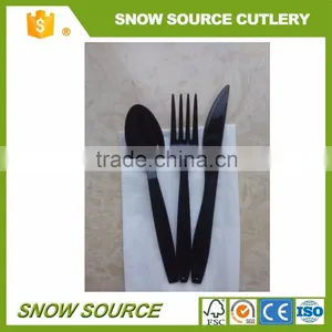 Heavy Weight Disposable Black PS Material Plastic Cutlery Sets thumbnail-1