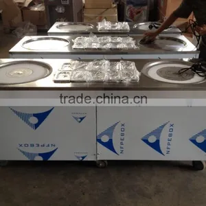 Commercial Stainless Steel Two Flat Pans Fried Ice Cream Machine thumbnail-1