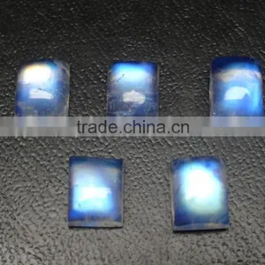Rainbow Moonstone Full Blue Fire Cabochon, Rectangular Cut Stone , 6x8mm Cabs thumbnail-1