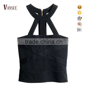 Plain Dye Sexy Slim Fit Halter Vest for Laides thumbnail-1