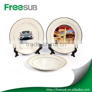 Hot Sell Elegant 10" White Blank Gold Rimmed Round Ceramic Sublimation Coated Plates thumbnail-1