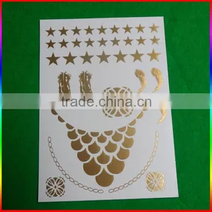 Metallic Gold Necklace Tattoo, Temporary Tattoo Stickers thumbnail-1