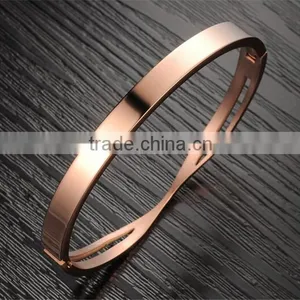 Holesale Wedding Rose Gold Jewelry Unique Design Polishing Cuff Bangle for Women thumbnail-2