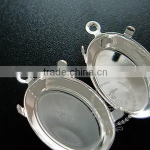 13*18mm Setting Size Silver Plated Vintage Style Round Bezel Tray DIY Pendant Charm Supplies 1421078 thumbnail-3