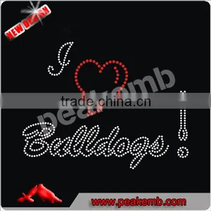 Beautiful I Love Bulldog Rhinestone Crystals Iron on Transfers for t Shirts thumbnail-1