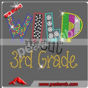 Hot Sale Wild About 3rd Grade Rhinestone Transfer Design Iron on Glitter for Children Clothing thumbnail-1