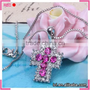 Low Price Christian Cross Necklace, Hot Sale Imitation Crystal Necklace thumbnail-4