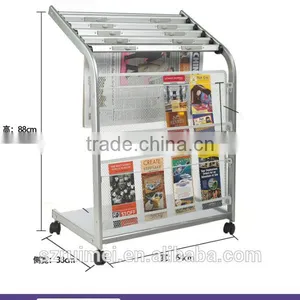 Customized Movable Free Standing Stainless Steel Newspaper Rack thumbnail-2