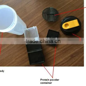 1000ml/34oz Plastic Protein Shaker Bottle With Netting and Compartment thumbnail-4