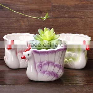 New Design Peacock Shape Ceramic Decorative Animal Planters thumbnail-3