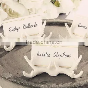 Pure White Deer Antler Wedding Place Card Holder thumbnail-1