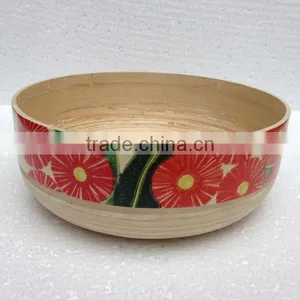 High Quality Best Selling Eco Friendly Two Tone Style Spun Bamboo Red White Bowl thumbnail-1