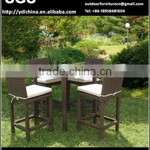 Custom Make Factory Hotsale SGS HDPE Rattan Wicker Bar Table and Chairs thumbnail-1