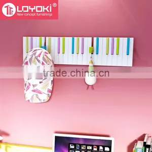 2016 New Design Home Wall Decoration Piano Wall Mount Hook Multifunction Clothes Coat Rack and Key Holder Wall Hook thumbnail-1