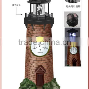 Solar Lighthouse Garden Stake Light With Revolving Beacon Garden Sunlight Solar Lighthouse Garden Decoration With Thermometer thumbnail-1