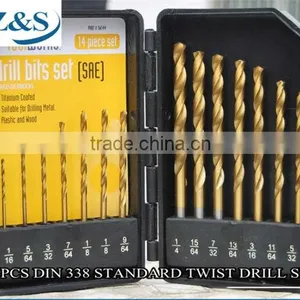 DIN 338 Standard Metric&SAE 14PCS Twist Drill Bits Set thumbnail-1