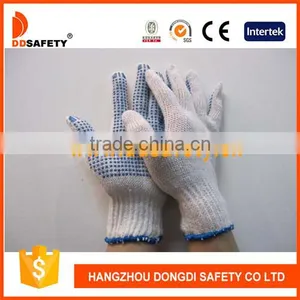 DDSAFETY 2017 Hot Selling Safety Gloves Garden Gloves Knitted Gloves With Blue PVC Dots thumbnail-1