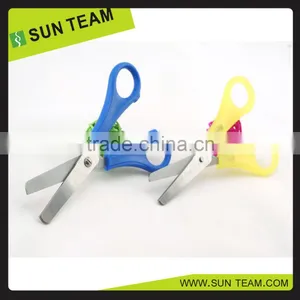 SC004 5-1/4" New Popular Colorful Handle Measure Student Ruler Scissors thumbnail-2
