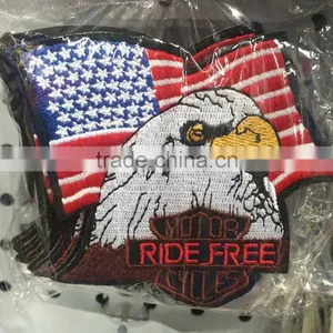 P005-007 New Fashion Design Good Sale Embroidedred USA Flag Letter Ride Free Applique Patches thumbnail-1