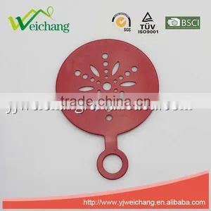 WCTS423 Durable 18/0 Powder Coating Cappuccino Coffee Art Template Coffee Stencils Snowflake Shape Coffee Stencil, Food Grade thumbnail-1