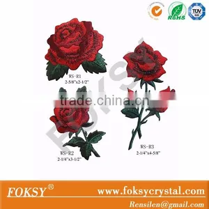 Factory Price Pink Rose Design Patches Embroidered thumbnail-3