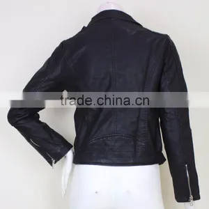 2016 Wholesale Women Motocycle Jacket Cool Fashion PU Leather Jacket for Women thumbnail-6