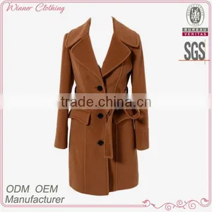 High Quality Camel Color Beautiful Long Coat for Women thumbnail-1