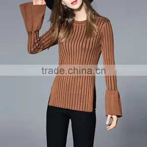 Maxnegio New Fashion Lotus Leaf Sleeves Korean Style Woolen Sweater Designs for Ladies thumbnail-3