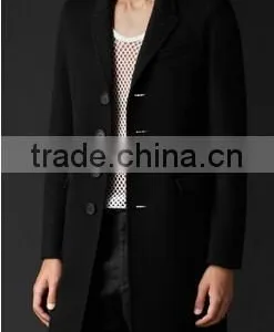2014 Men Coat Double-Breasted Black Color Wool thumbnail-1