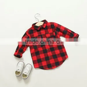 2-8 Years Wholesale 2017 New Fashion Full Sleeve Kids Blouses Cotton Autumn Plaid Boys Shirts thumbnail-5