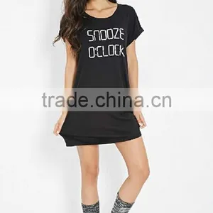 Cheapsale Summer Printed Ladies Loose Solid Black Color Casual Evening Dress Jersey China Supplier thumbnail-4