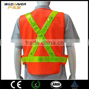 Orange Waistcoat Waterproof Relfective Workwear LED Security Shirt thumbnail-5