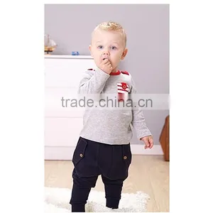 2016 Fall Boy Clothing Sets Grey Top Navy Pants Baby Infant Wear Free Shipping CS40803-23 thumbnail-1