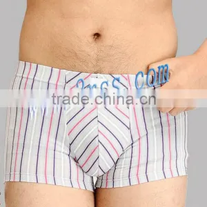 Colored Stripe Mesh Boxer Underwear Men Faux Leather Boxer thumbnail-1