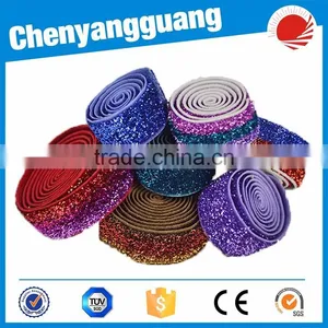 White and Blue Printed Glitter Elastic Fold Over Elastic thumbnail-6