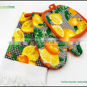 3pcs T/C Towel Set Fancy Potholder Glove Cheap Towels Printed Towel Set thumbnail-4