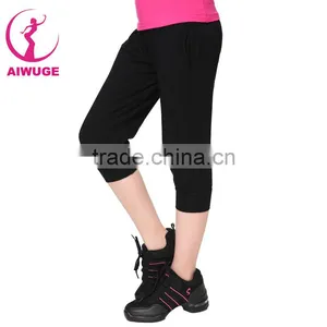 Gymnastics Casual Ballet Pants Black Cotton Girls Kids Capri Pants thumbnail-4