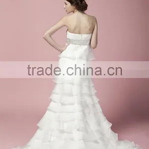 Sheath Sweetheart Neck Ruffle With Beaded Sash Strapless Wedding Dress AS27902 thumbnail-2