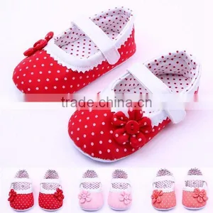 Spring&Autumn Polka Dot Flower Soft Sole Infant Baby Shoes thumbnail-1