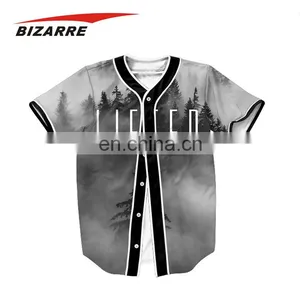 Custom 100% Polyester Mens Active Short Sleeve Button Up Baseball Jersey Shirt thumbnail-6