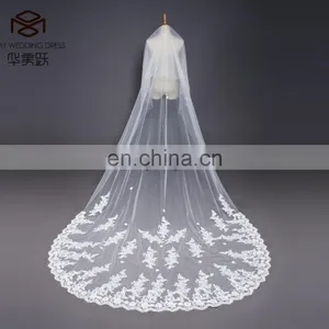 Long Ivory Lace Trim Wedding Veils 2017 White Bridal Veils Wedding Accessories thumbnail-1