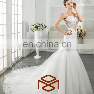 HMY-S159 Real Model Customized Sexy Jerset Knit Back See Through Corset Lace Bodice Mermaid Wedding Dress 2015 thumbnail-1