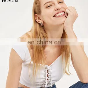 Ladies Lattice Front Knit Bardot Crop Top 2017 thumbnail-5