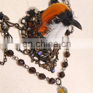 Steampunk Bird Necklace With Chains Plastic Crystal Beads and Bird's Head thumbnail-2