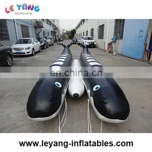 Popular Giant Black Shark Inflatable Water Toys Banana Boat for Sale thumbnail-3