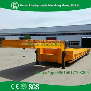 60t Heavy Loading 3 Axle Excavator Shipping Semi Trailer Trucks , High Quality Lowbed Semi Trailer thumbnail-2