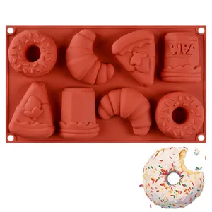 Free Sample Food Grade Heat Resistant Nontoxic Silicone Mousse Cake Friandises Pudding Baking Mold 8holes thumbnail-1