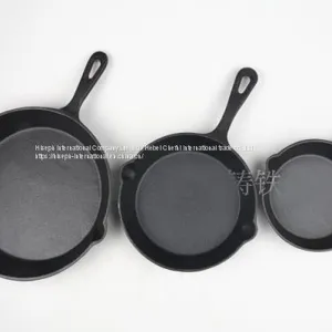 Hiseph Cast Iron Pan Skillet 3 Set With Handle HS-2 thumbnail-3