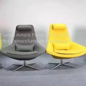 Modern Living Room Furniture Leather Cushion Metal Leg Lounge Chairs thumbnail-1
